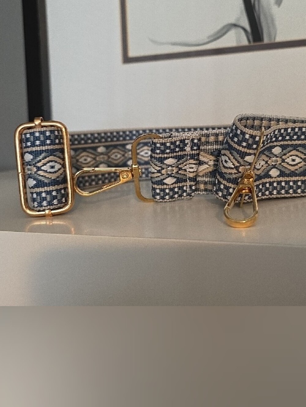 👜Adjustable Woven | Guitar Style | Crossbody Strap | Blue & Cream